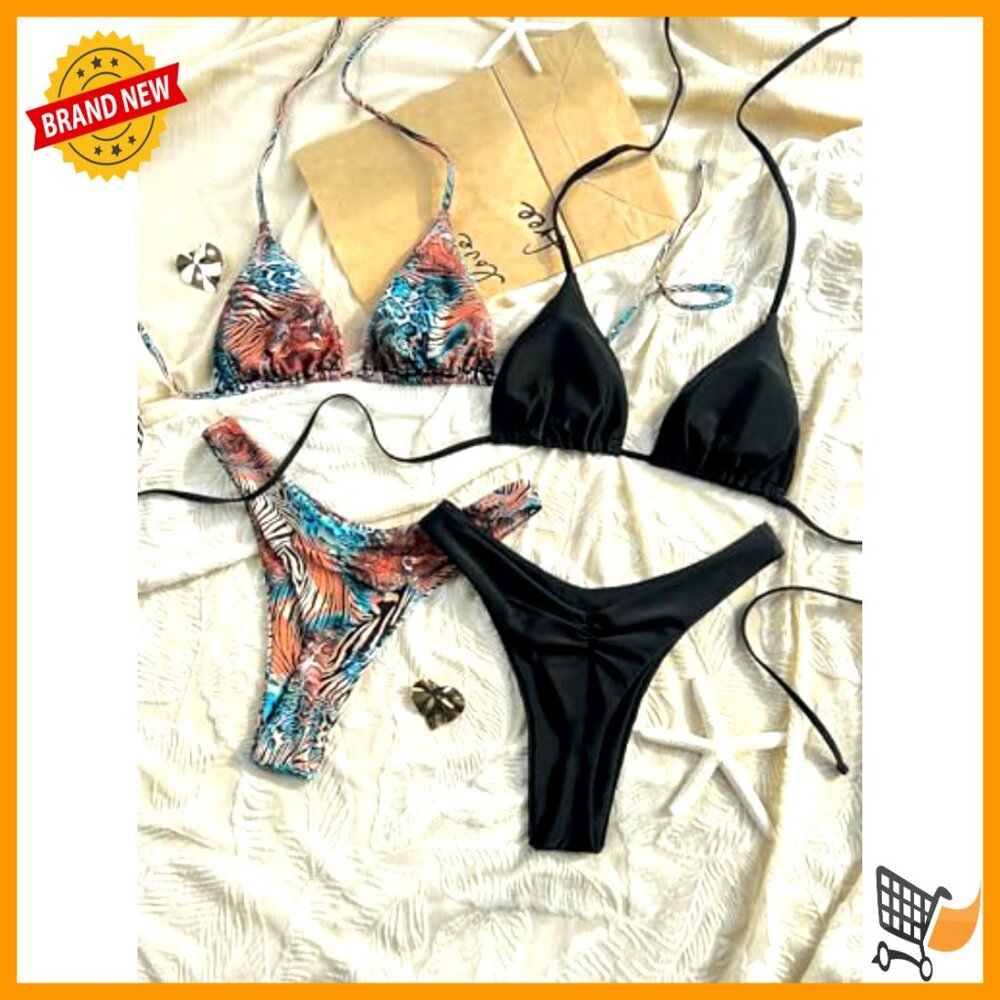 Adjustable Halter Triangle Bikini Set Brazilian B… - image 3